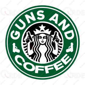 Naklejka drukowana "Guns And Coffee"