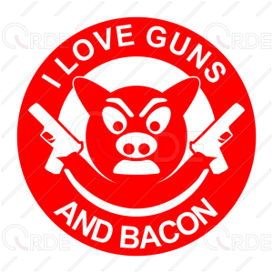 Naklejka drukowana "I love Guns and Bacon"