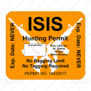 Naklejka drukowana "ISIS Hunting Permit"