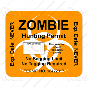 Naklejka drukowana "Zombie Hunting Permit"